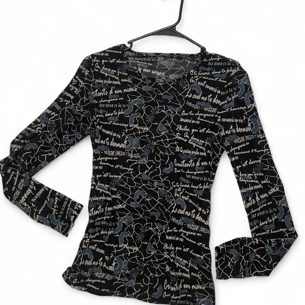 Euro Grunge Graphic Mesh Top